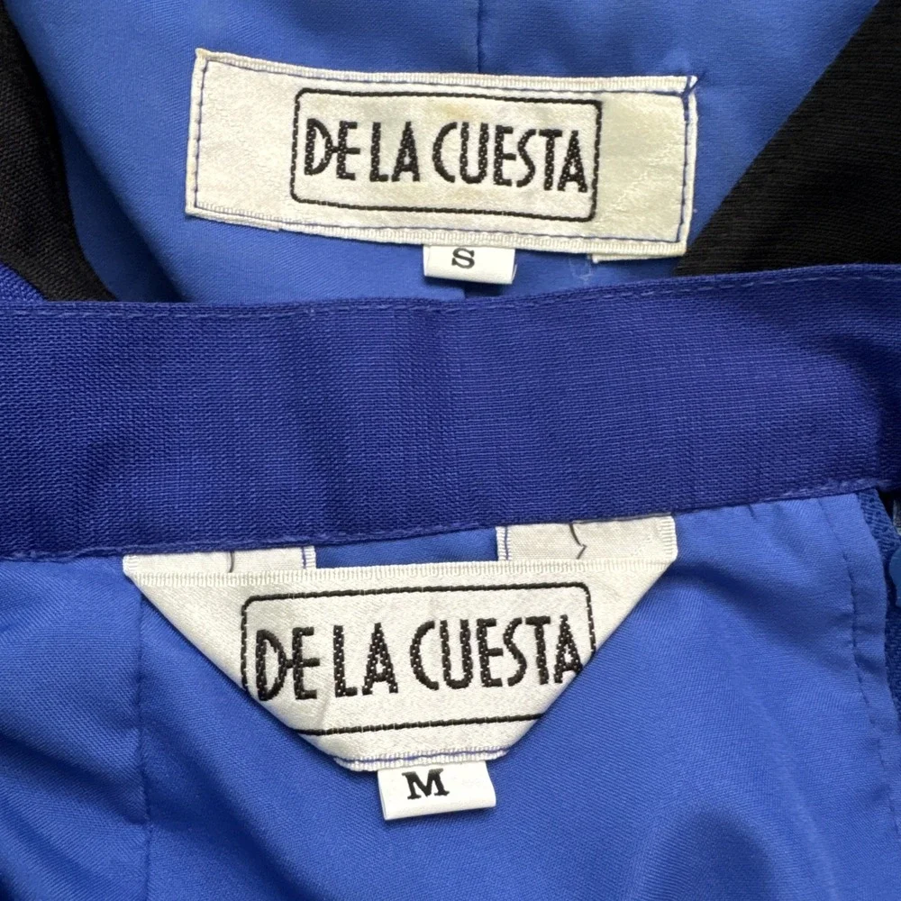 VTG‎ 80s De La Cuesta Royal Blue Power Skirt Suit Set Jacket S Skirt M